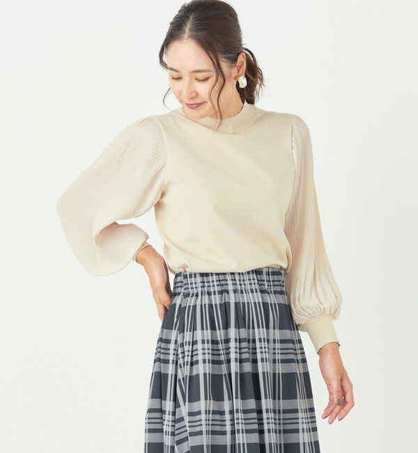 SHIPS Colors 「SHIPS Colors:〈手洗い可能〉プリーツ スリーブ コンビ ニット◇」|ニット・セーター|