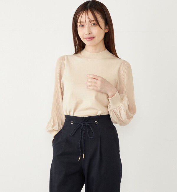 SHIPS Colors 「SHIPS Colors:〈手洗い可能〉プリーツ スリーブ コンビ ニット◇」|ニット・セーター|