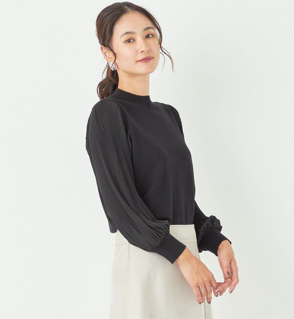 SHIPS Colors 「SHIPS Colors:〈手洗い可能〉プリーツ スリーブ コンビ ニット◇」|ニット・セーター|