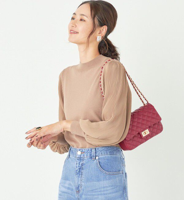 SHIPS Colors 「SHIPS Colors:〈手洗い可能〉プリーツ スリーブ コンビ ニット◇」|ニット・セーター|ベージュ