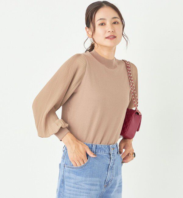 SHIPS Colors 「SHIPS Colors:〈手洗い可能〉プリーツ スリーブ コンビ ニット◇」|ニット・セーター|