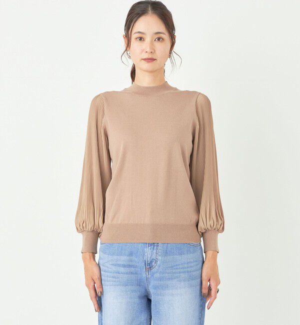 SHIPS Colors 「SHIPS Colors:〈手洗い可能〉プリーツ スリーブ コンビ ニット◇」|ニット・セーター|