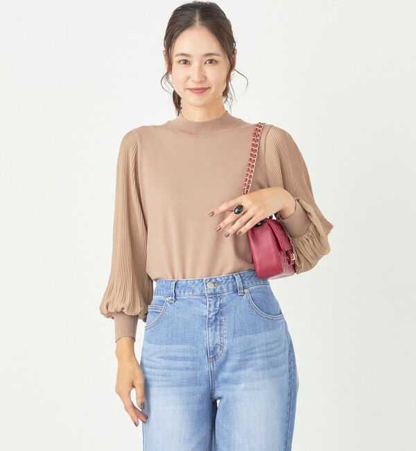 SHIPS Colors 「SHIPS Colors:〈手洗い可能〉プリーツ スリーブ コンビ ニット◇」|ニット・セーター|