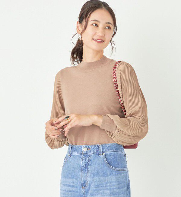 SHIPS Colors 「SHIPS Colors:〈手洗い可能〉プリーツ スリーブ コンビ ニット◇」|ニット・セーター|