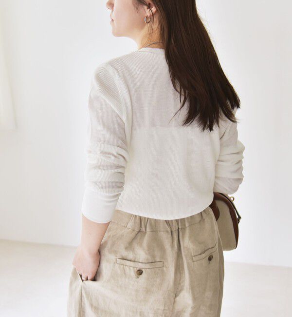 quaranciel「quaranciel:〈洗濯機可能〉ワッフル クルーネック ラウンドヘム カットソー」|Tシャツ・カットソー|