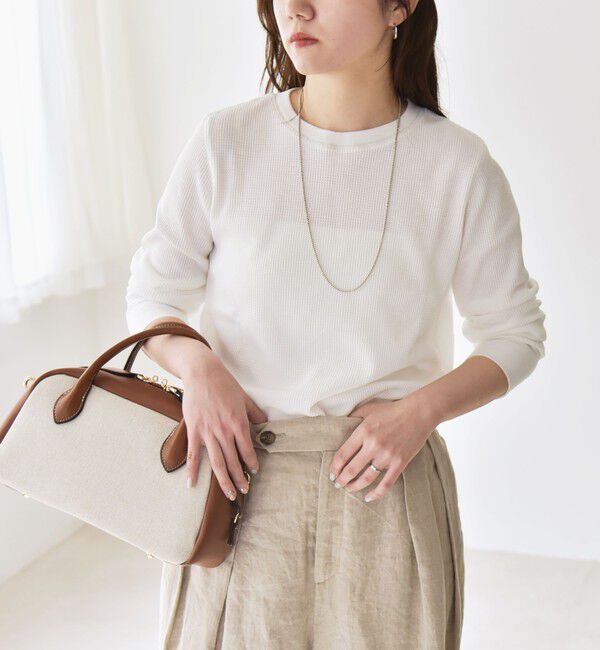 quaranciel「quaranciel:〈洗濯機可能〉ワッフル クルーネック ラウンドヘム カットソー」|Tシャツ・カットソー|