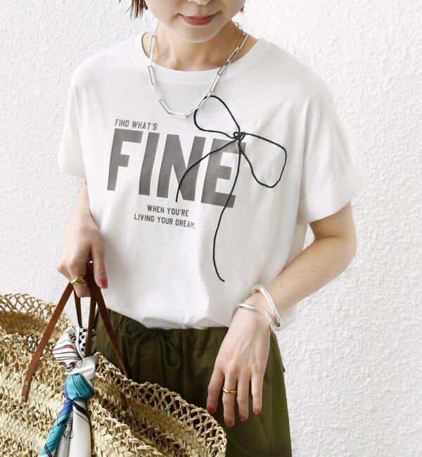 SHIPS for women「【WEB限定】〈手洗い可能〉バリエーション ロゴ 刺繍 プリントTEE」|Tシャツ・カットソー|ホワイト