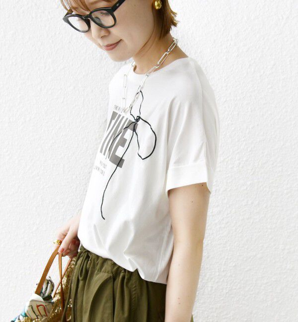 SHIPS for women「【WEB限定】〈手洗い可能〉バリエーション ロゴ 刺繍 プリントTEE」|Tシャツ・カットソー|