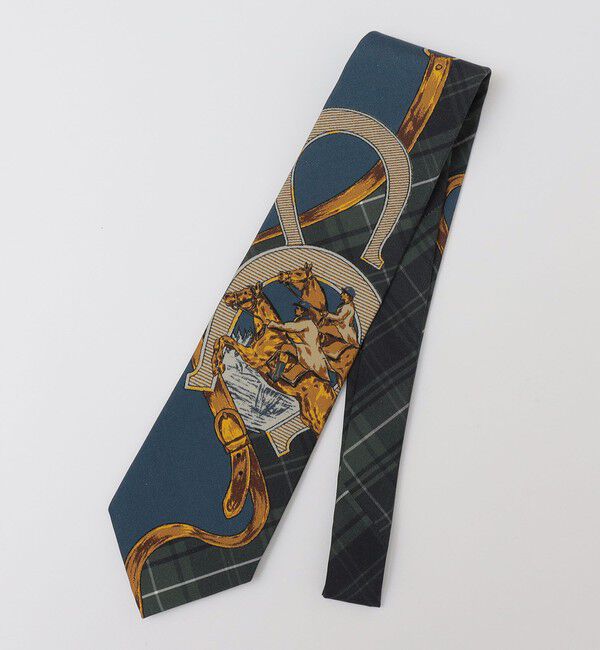 SHIPS「Puccini: シルク 乗馬柄 プリント ネクタイ」|ネクタイ・蝶ネクタイ|ネイビー