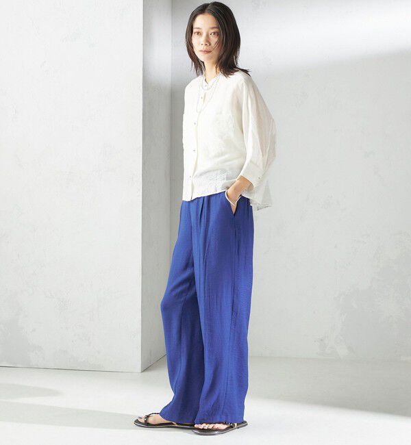 SHIPS for women「〈手洗い可能〉麻混 タック ワイド パンツ」|その他|