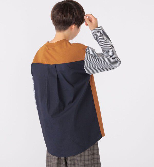 SHIPS KIDS「SHIPS KIDS:140～160cm / パターン 切替 長袖 TEE」|Tシャツ・カットソー|