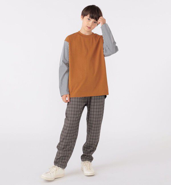 SHIPS KIDS「SHIPS KIDS:140～160cm / パターン 切替 長袖 TEE」|Tシャツ・カットソー|