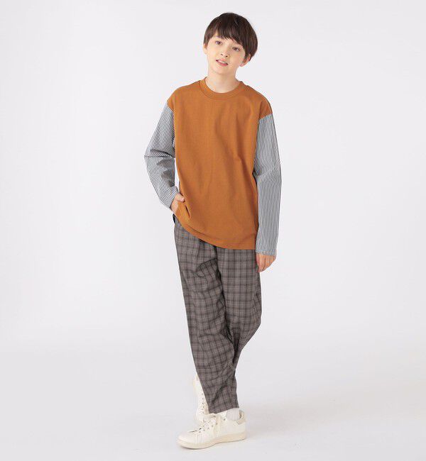 SHIPS KIDS「SHIPS KIDS:140～160cm / パターン 切替 長袖 TEE」|Tシャツ・カットソー|