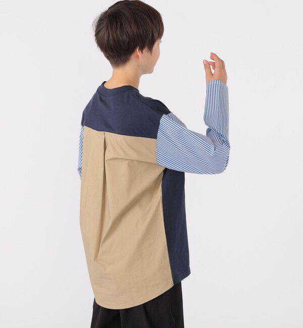 SHIPS KIDS「SHIPS KIDS:140～160cm / パターン 切替 長袖 TEE」|Tシャツ・カットソー|