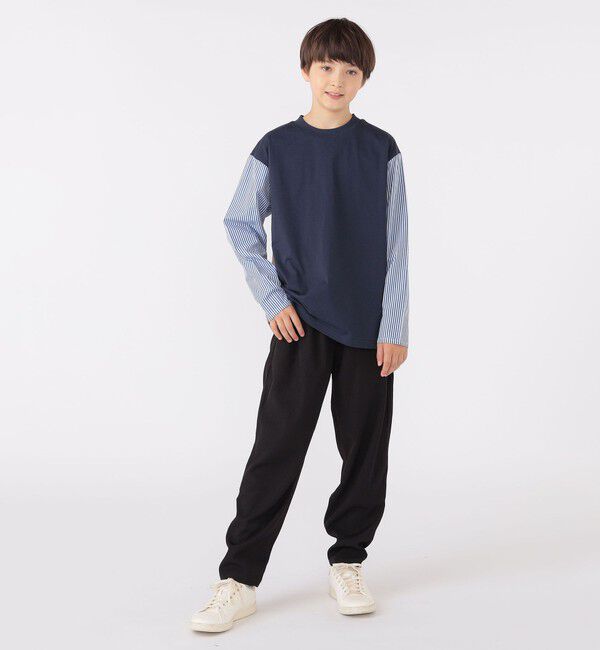 SHIPS KIDS「SHIPS KIDS:140～160cm / パターン 切替 長袖 TEE」|Tシャツ・カットソー|