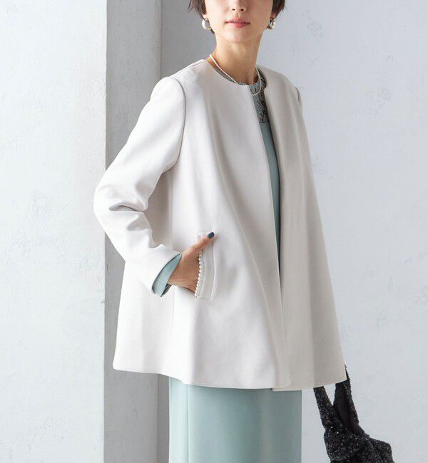 SHIPS for women「【SHIPS別注】kaene:パール モチーフ ショート コート（セレモニー対応可）」|その他|ナチュラル