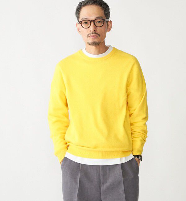 SHIPS「SHIPS:〈手洗い可能〉ホールガーメント 12ゲージ カシミヤ クルーネック ニット」|ニット・セーター|イエロー