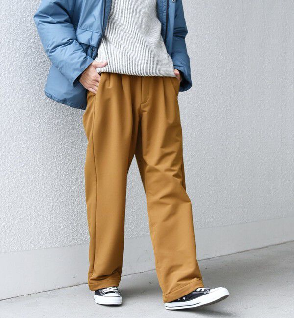 SHIPS any「SHIPS any: ストレッチ 裏起毛 ウォーム 2タック ワイド イージー パンツ◇」|チノ|ベージュ