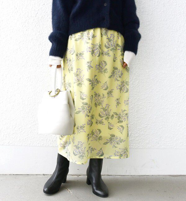 SHIPS for women「〈手洗い可能〉シアー レイヤード プリント スカート」|スカート|イエロー