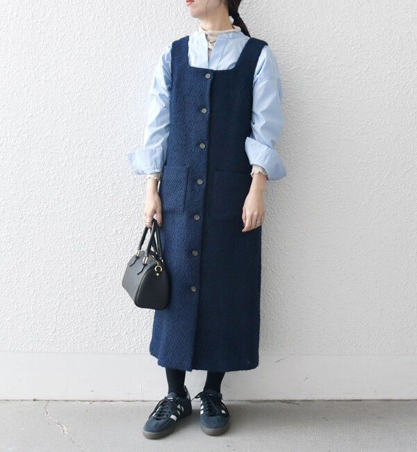 SHIPS any「SHIPS any: モール ツイード スクエアネック ワンピース」|ワンピース|