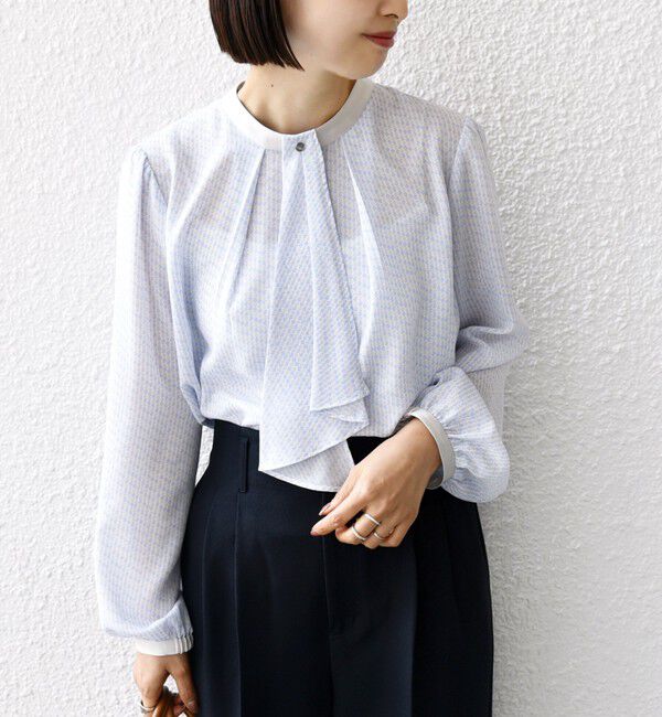 SHIPS for women「〈手洗い可能〉ボウタイ 幾何 プリント 長袖 ブラウス」|シャツ・ブラウス|