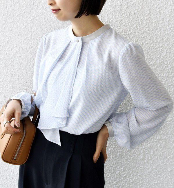 SHIPS for women「〈手洗い可能〉ボウタイ 幾何 プリント 長袖 ブラウス」|シャツ・ブラウス|