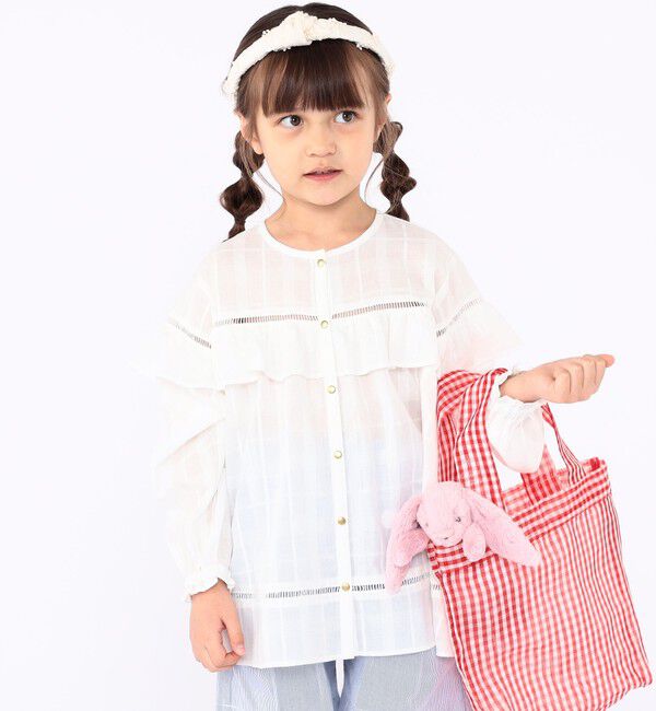 SHIPS KIDS「SHIPS KIDS:100～130cm / スナップ ボタン フリル ブラウス」|シャツ・ブラウス|