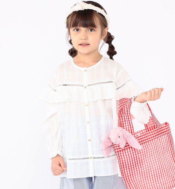 SHIPS KIDS「SHIPS KIDS:100～130cm / スナップ ボタン フリル ブラウス」|シャツ・ブラウス|