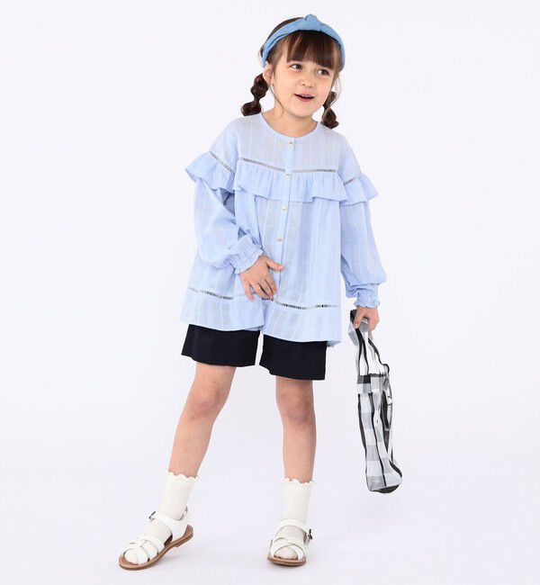 SHIPS KIDS「SHIPS KIDS:100～130cm / スナップ ボタン フリル ブラウス」|シャツ・ブラウス|