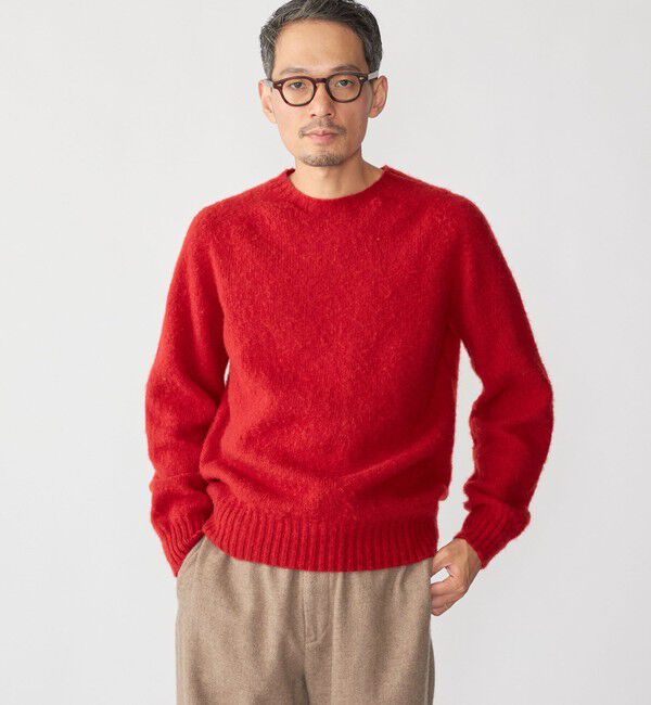 SHIPS「【SHIPS別注】HARLEY OF SCOTLAND: ウール シャギー クルーネック ニット」|ニット・セーター|
