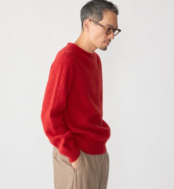 SHIPS「【SHIPS別注】HARLEY OF SCOTLAND: ウール シャギー クルーネック ニット」|ニット・セーター|
