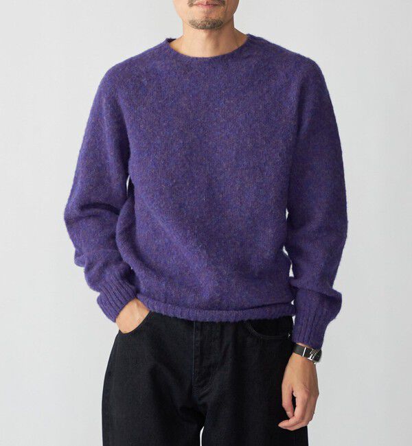 SHIPS「【SHIPS別注】HARLEY OF SCOTLAND: ウール シャギー クルーネック ニット」|ニット・セーター|バイオレット