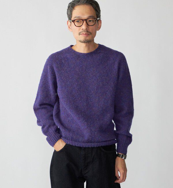 SHIPS「【SHIPS別注】HARLEY OF SCOTLAND: ウール シャギー クルーネック ニット」|ニット・セーター|