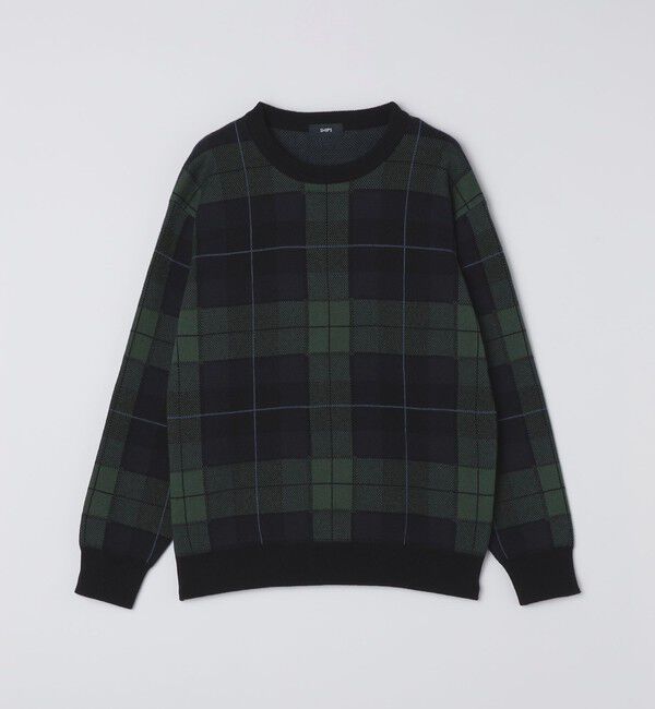 SHIPS「SHIPS: コットン カシミヤ クルーネック SHIPSタータン ニット」|ニット・セーター|