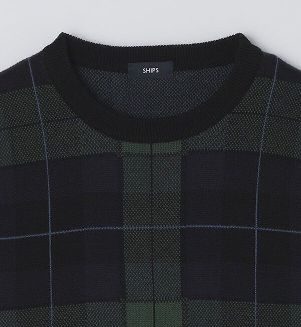SHIPS「SHIPS: コットン カシミヤ クルーネック SHIPSタータン ニット」|ニット・セーター|