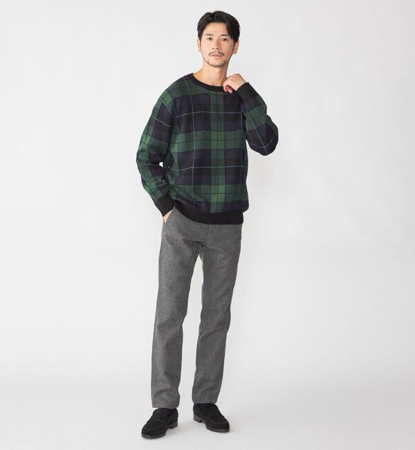 SHIPS「SHIPS: コットン カシミヤ クルーネック SHIPSタータン ニット」|ニット・セーター|