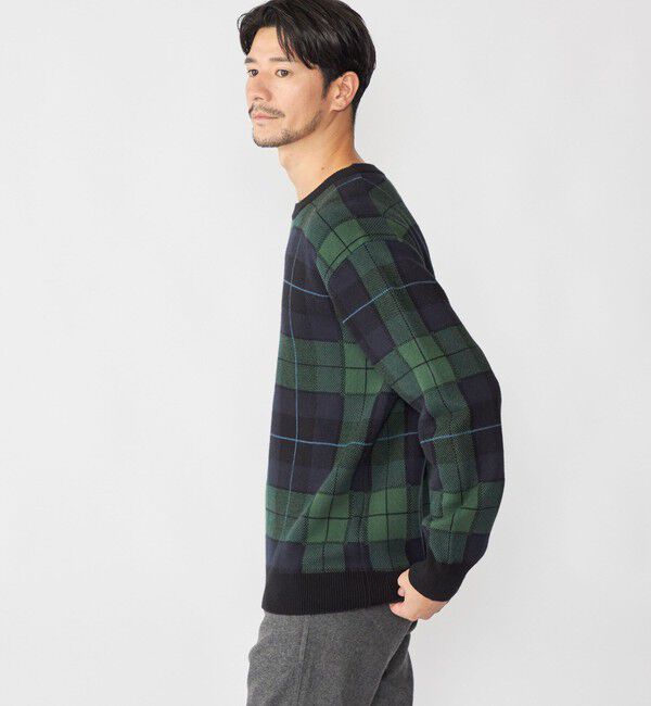 SHIPS「SHIPS: コットン カシミヤ クルーネック SHIPSタータン ニット」|ニット・セーター|