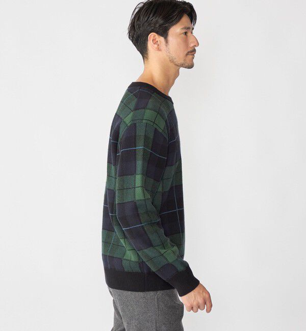 SHIPS「SHIPS: コットン カシミヤ クルーネック SHIPSタータン ニット」|ニット・セーター|