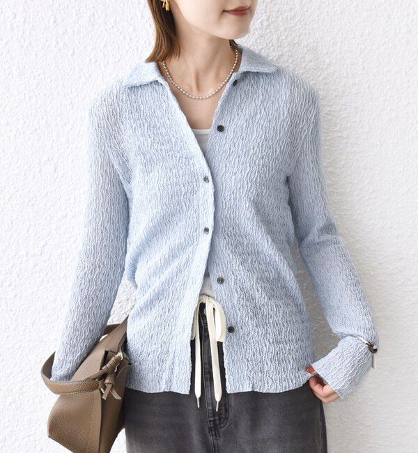 SHIPS for women「【WEB限定】〈手洗い可能〉ランダムブルーゼ シャツ カーディガン」|カーディガン|