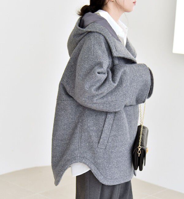 quaranciel「quaranciel: スタンドカラー フーデット ミディ コート」|その他|