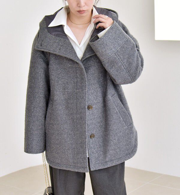 quaranciel「quaranciel: スタンドカラー フーデット ミディ コート」|その他|