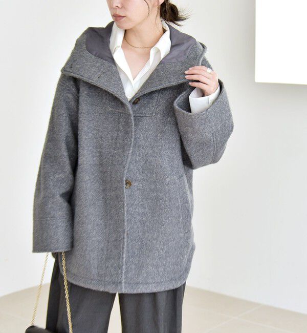quaranciel「quaranciel: スタンドカラー フーデット ミディ コート」|その他|