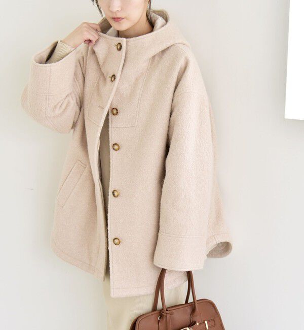 quaranciel「quaranciel: スタンドカラー フーデット ミディ コート」|その他|ベージュ