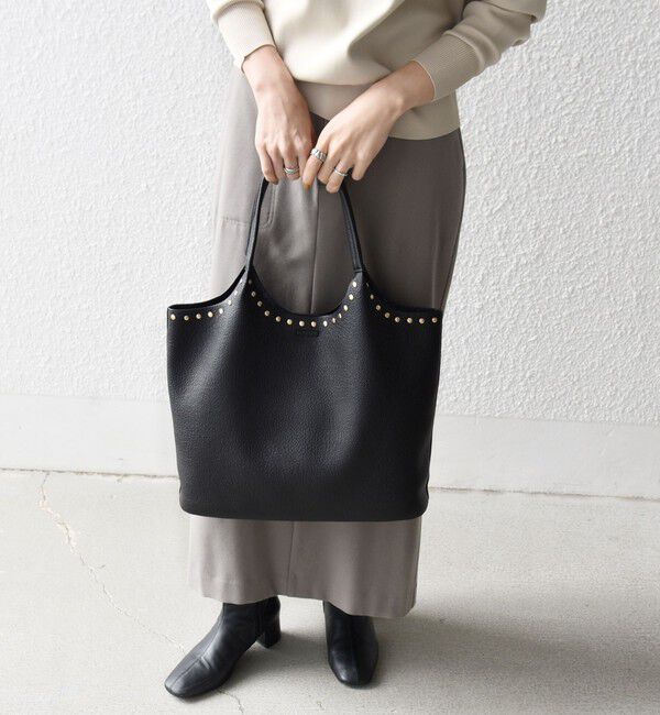 SHIPS any「【WEB限定】SHIPS any: ポーチ付き スタッズ A4 トート バッグ」|トートバッグ|