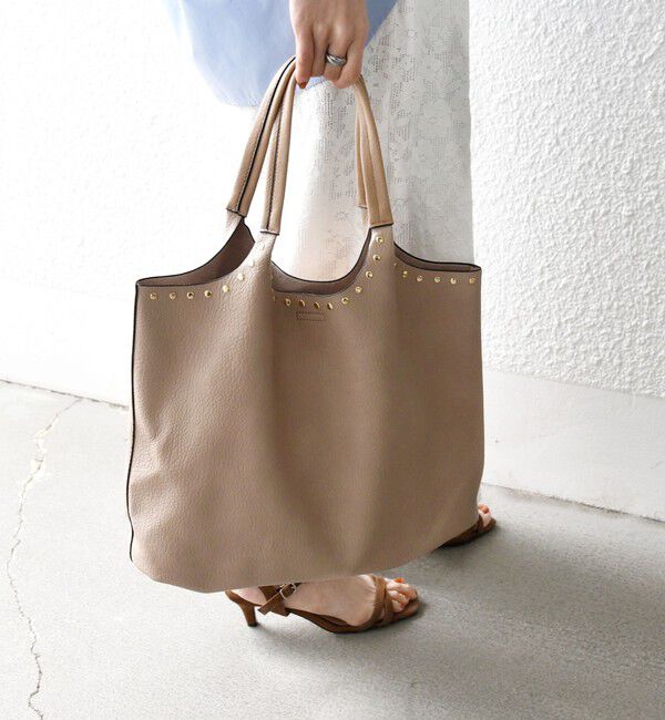 SHIPS any「【WEB限定】SHIPS any: ポーチ付き スタッズ A4 トート バッグ」|トートバッグ|