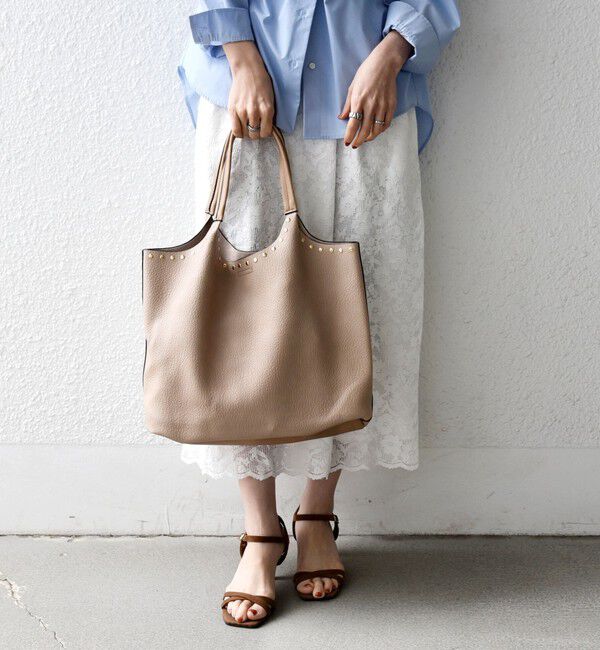 SHIPS any「【WEB限定】SHIPS any: ポーチ付き スタッズ A4 トート バッグ」|トートバッグ|