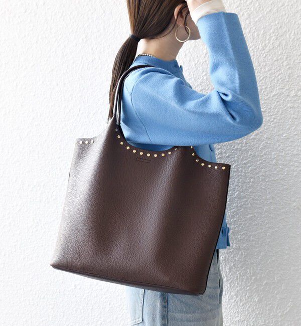 SHIPS any「【WEB限定】SHIPS any: ポーチ付き スタッズ A4 トート バッグ」|トートバッグ|