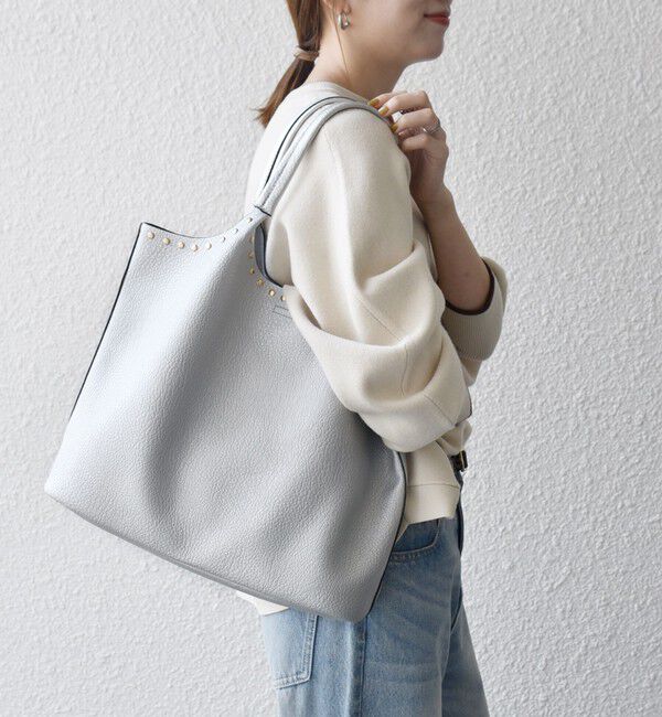 SHIPS any「【WEB限定】SHIPS any: ポーチ付き スタッズ A4 トート バッグ」|トートバッグ|