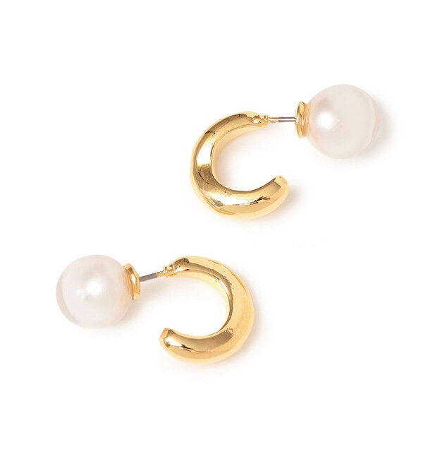 SHIPS for women「フープ 封入 パール モチーフ キャッチ ピアス」|ピアス|ゴールド