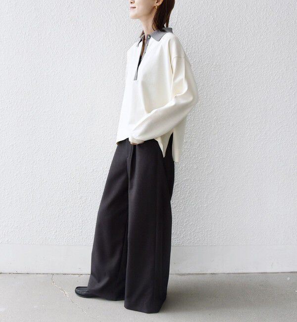 SHIPS for women「【WEB限定】〈手洗い可能〉サイド スリット ゴールド 釦 ポロ ニット」|ニット・セーター|